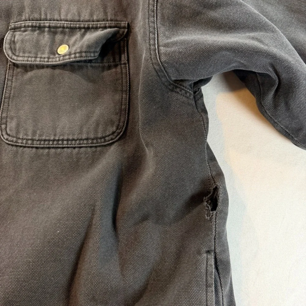 Vintage Anchor Blue‎ Men's Quilted Work Jacket Black Canvas Size L